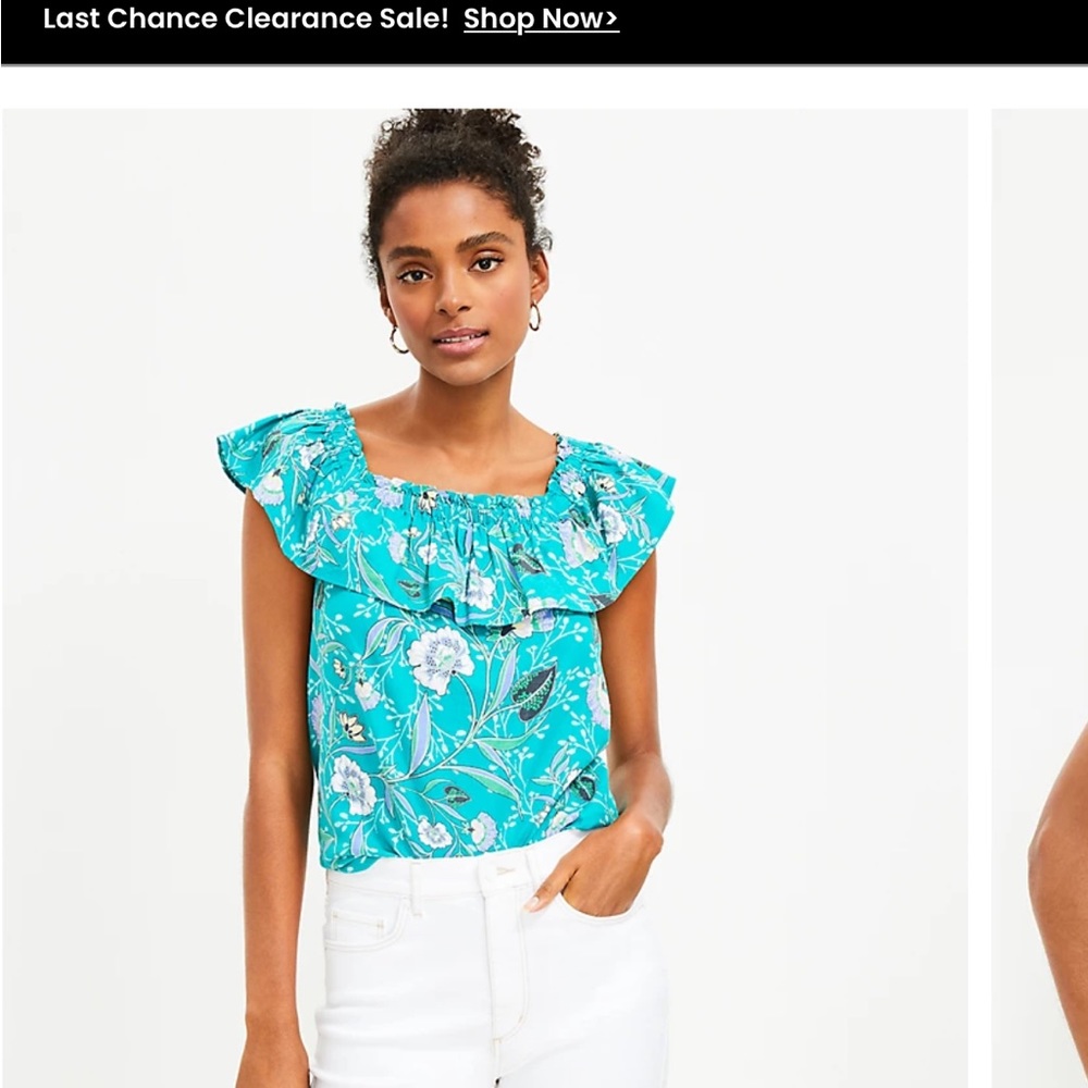 Loft Floral Flutter Square Neck Shell - Picture 2 of 3